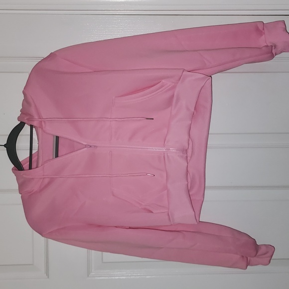 Barbie Pink Cropped Zip Up Jacket - Picture 1 of 3